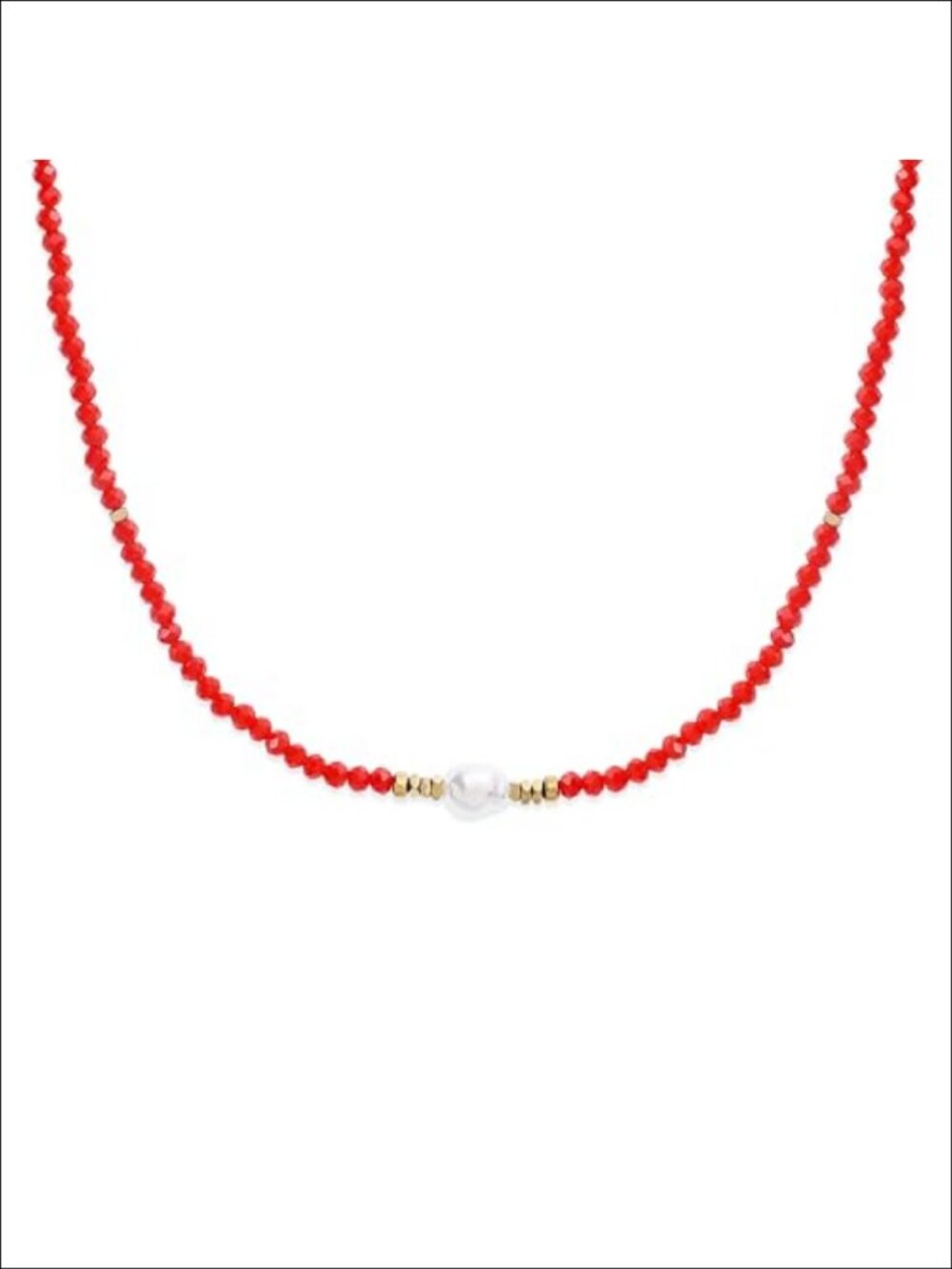 Freshwater Pearl Gemstone Beaded Stack Choker Necklace 14 Inch Brass Clasp